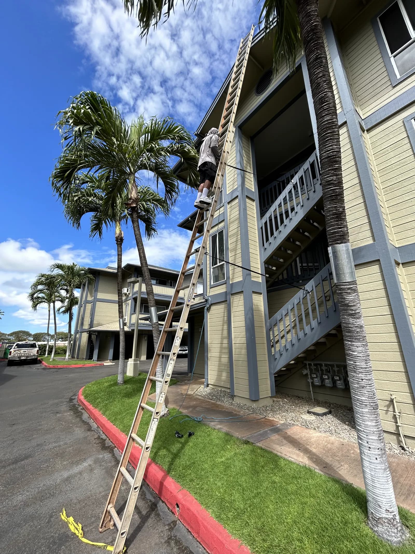 Our crew providing ladder assistance in Hawaii